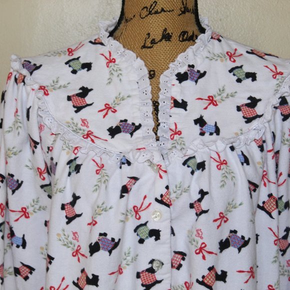 Lanz of Salzburg Scottie Dog Cotton Flannel Long Nightgown Women's Small - Picture 5 of 10